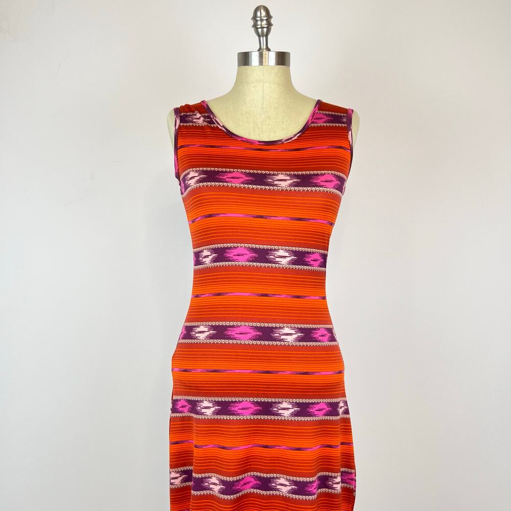 Wrangler Red Orange Western Aztec Sleeveless Scoop Neck Maxi Dress (Sz XS) - Picture 10 of 14